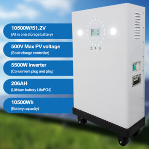 5.5KW 10.5KWh All-in-One Home Solar Storage System - LiFePO4 Battery for Small-Medium Houses & Short Outages