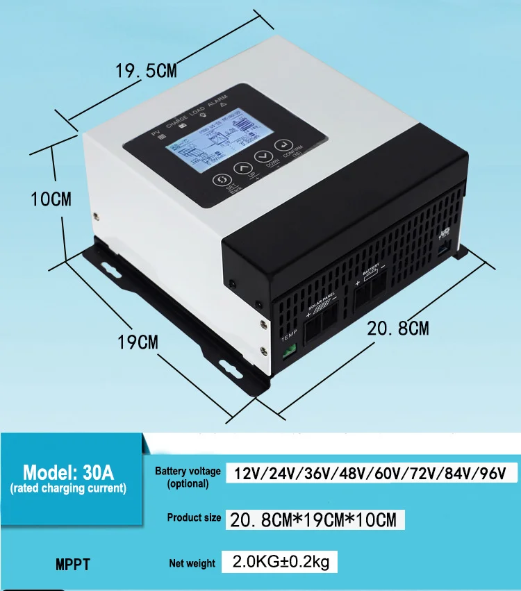 product solar lcd display 12v 24v 10a 20a 30a pwm solar charge controller-5