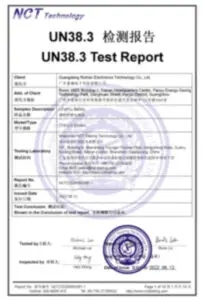 UN38.3 test report — Ruihan Energy