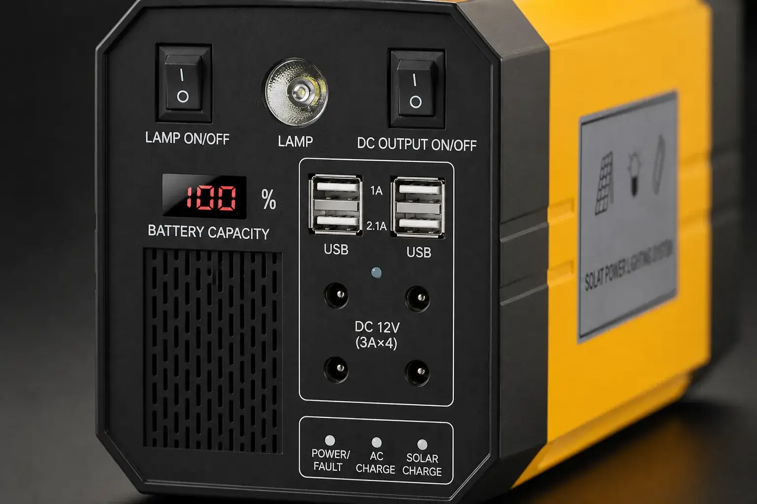 12V/5V DC Solar Power Station with Solar Panel (192Wh / 256Wh) - Image 2