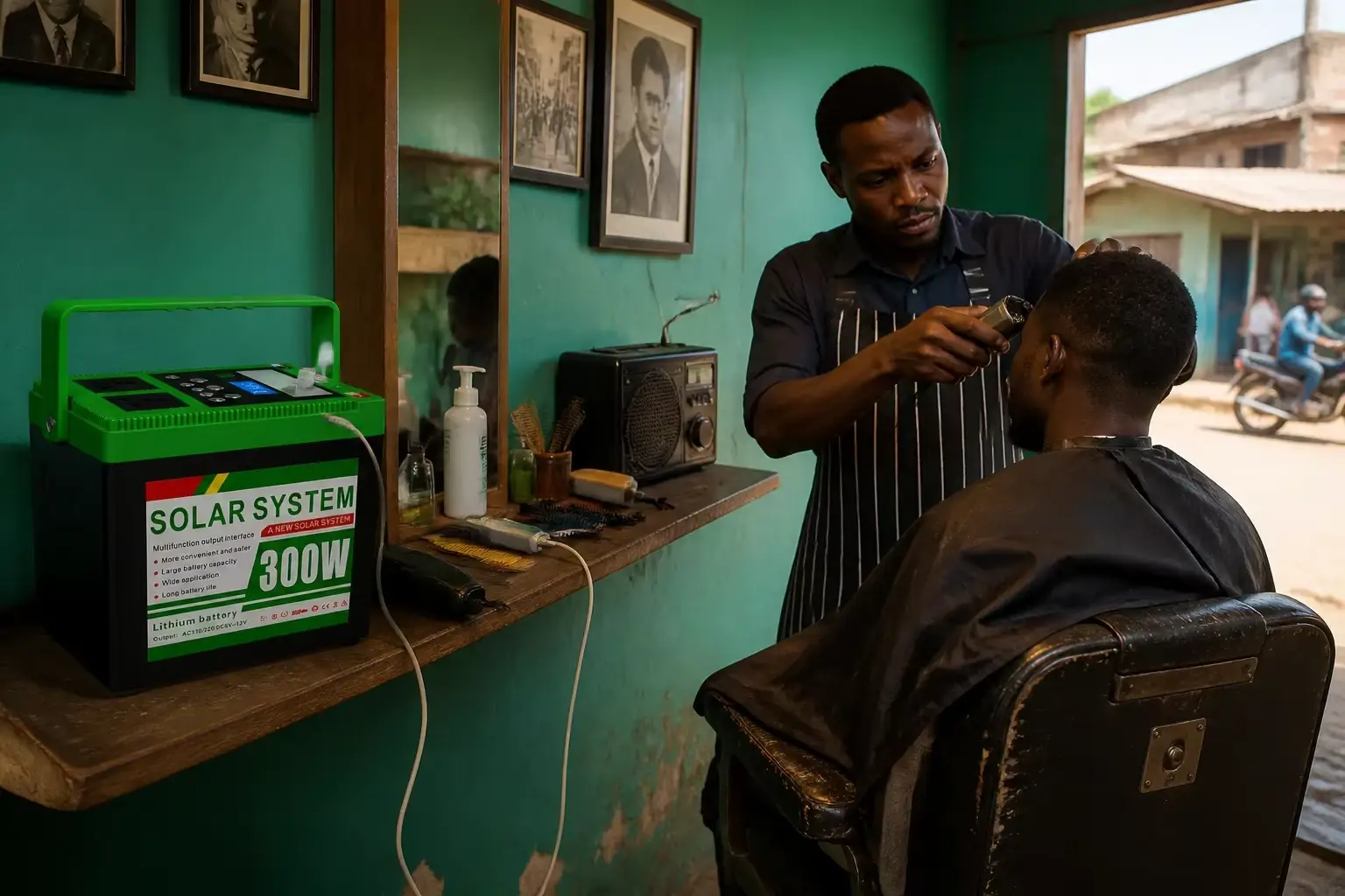Ruihan C805 power station charging clippers in a barbershop