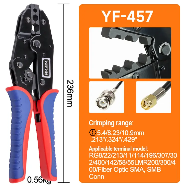 Ruihan YF-05H Hexagonal Coaxial Terminal Crimping Pliers | BNC RF Connector Tool - image 5