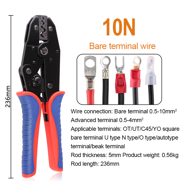 Ruihan YF-10N Industrial Grade Copper Nose Crimping Pliers | Black Oxide OT/UT Lug Tool - image 5